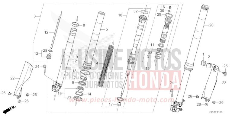 GABEL, VORNE von CRF250R EXTREME RED (R292) von 2025