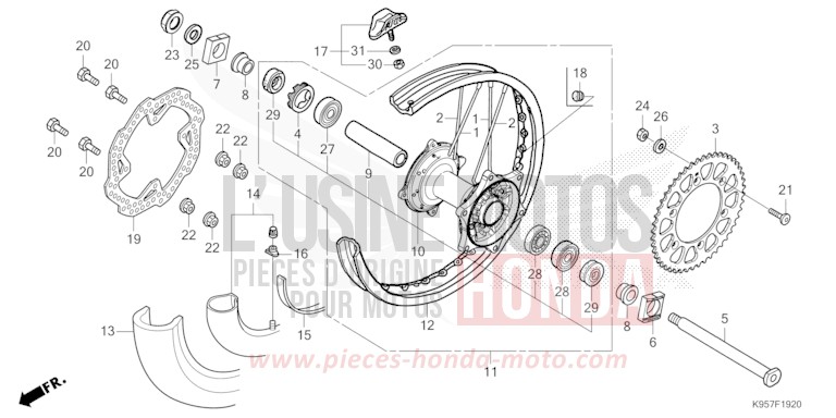 HINTERRAD von CRF250R EXTREME RED (R292) von 2025