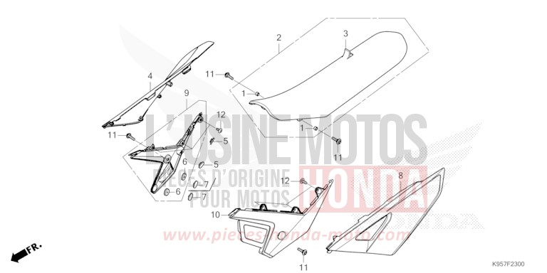 SITZ/SEITENABDECKUNG von CRF250R EXTREME RED (R292) von 2025