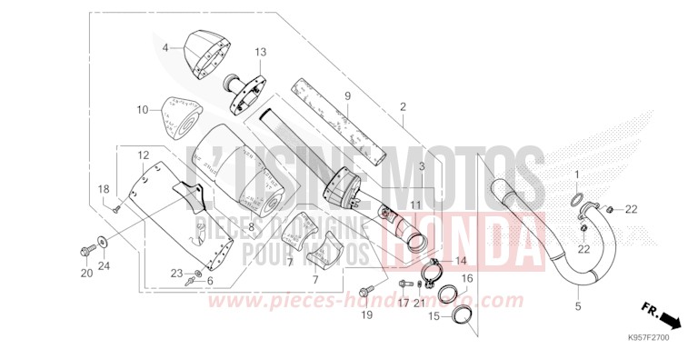 ABGAS-SCHALLDAEMPFER von CRF250R EXTREME RED (R292) von 2025