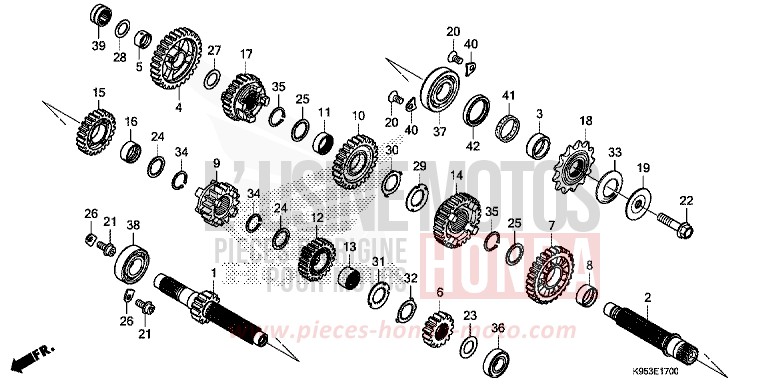 GETRIEBE von CRF250RX EXTREME RED (R292) von 2019