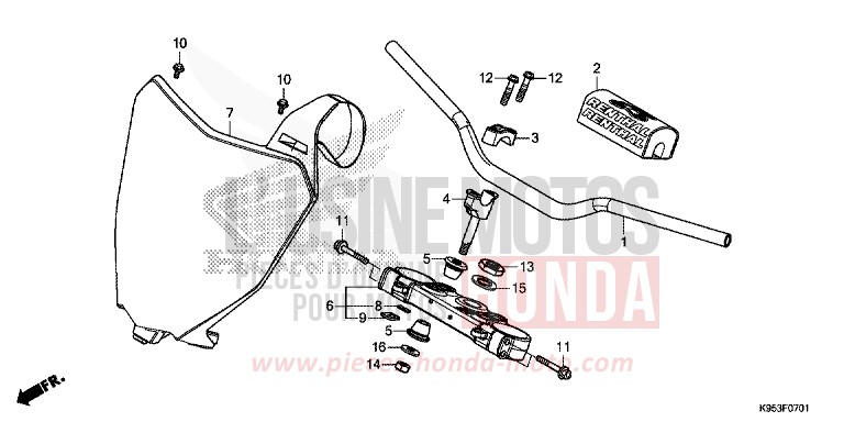 ROHRGRIFF/OBERE BRUECKE (CRF250RK,L,M/CRF250RXK,L) von CRF250RX EXTREME RED (R292) von 2019
