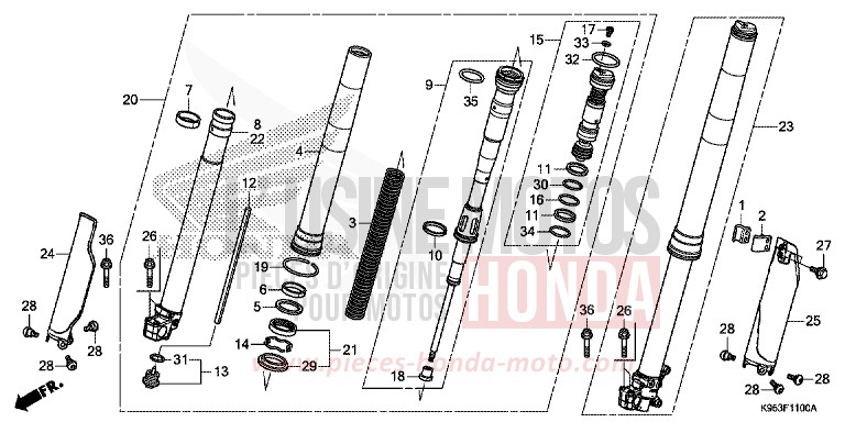 GABEL, VORNE von CRF250RX EXTREME RED (R292) von 2019