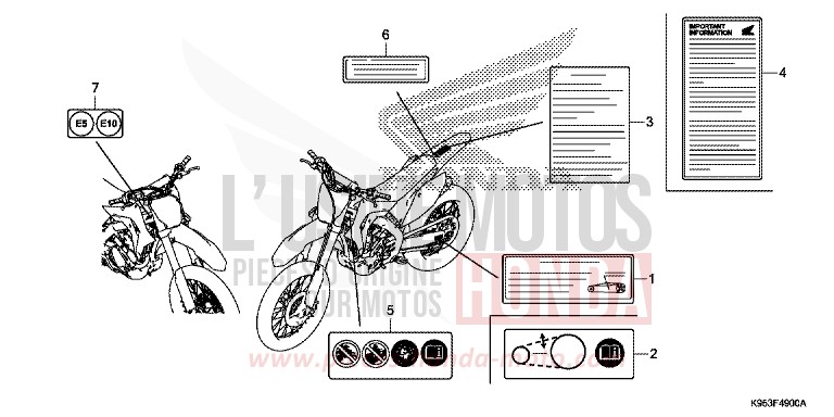 WARNETIKETT von CRF250RX EXTREME RED (R292) von 2019