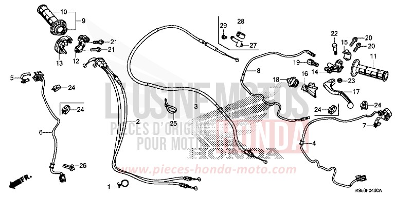 HEBELGRIFF/SCHALTER/KABEL von CRF250RX EXTREME RED (R292) von 2020