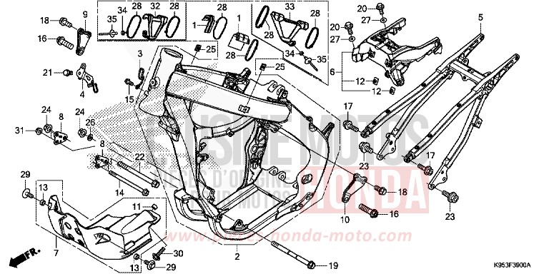 RAHMENKOERPER von CRF250RX EXTREME RED (R292) von 2020
