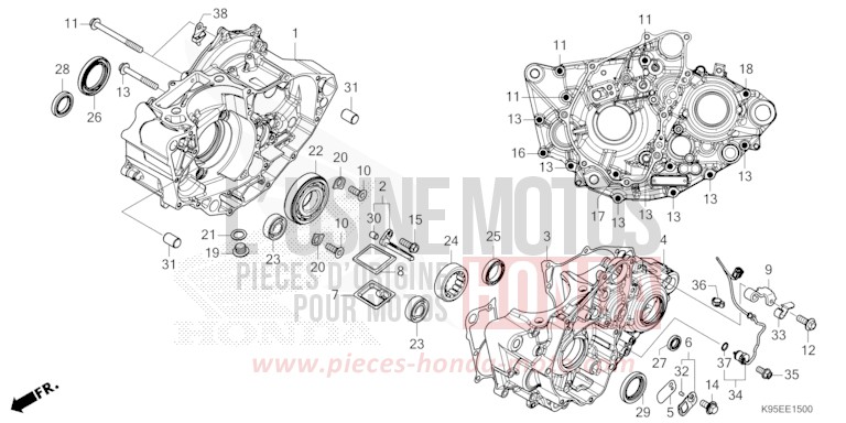 KURBELGEHAEUSE von CRF250RX EXTREME RED (R292) von 2022