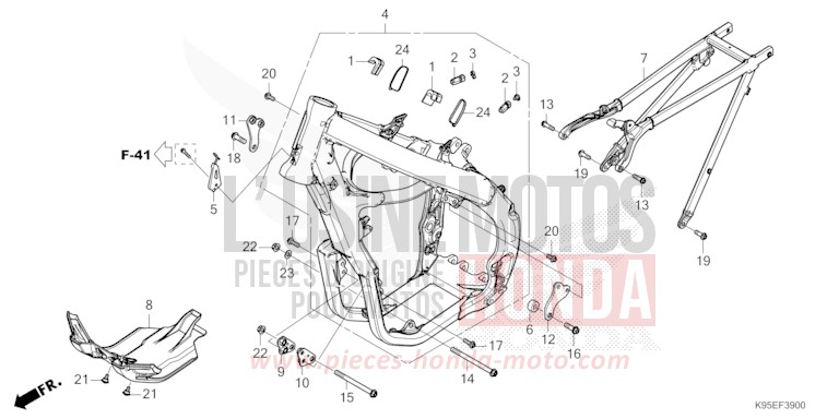 RAHMENKOERPER von CRF250RX EXTREME RED (R292) von 2022