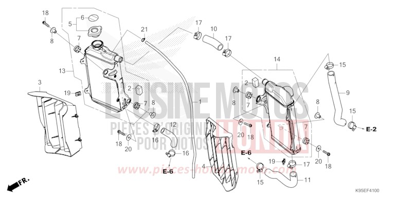 KUEHLER von CRF250RX EXTREME RED (R292) von 2022