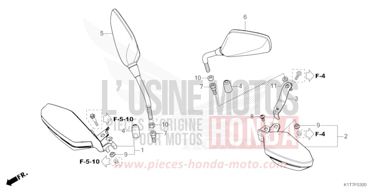 SPIEGEL/KNOECHELSCHUTZ von CRF300LA EXTREME RED (R292) von 2023