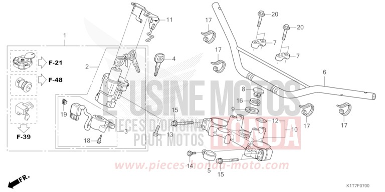 ROHRGRIFF/OBERE BRUECKE (CRF250L/LA,CRF300L/LA) von CRF300LA EXTREME RED (R292) von 2023