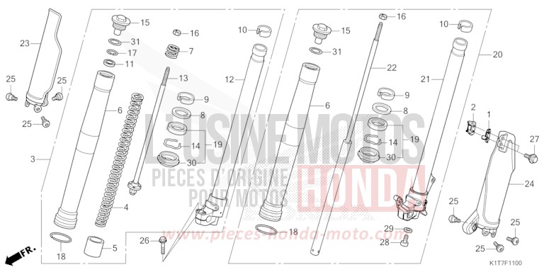 GABEL, VORNE von CRF300LA EXTREME RED (R292) von 2023