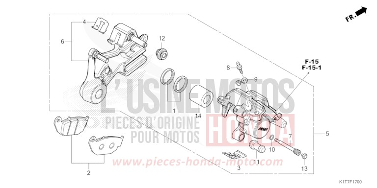 HINTERRAD-BREMSSATTEL von CRF300LA EXTREME RED (R292) von 2023