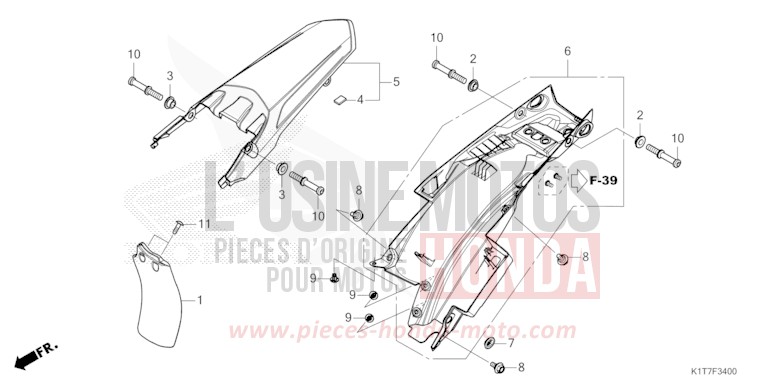 KOTFLUEGEL, HINTEN von CRF300LA EXTREME RED (R292) von 2023