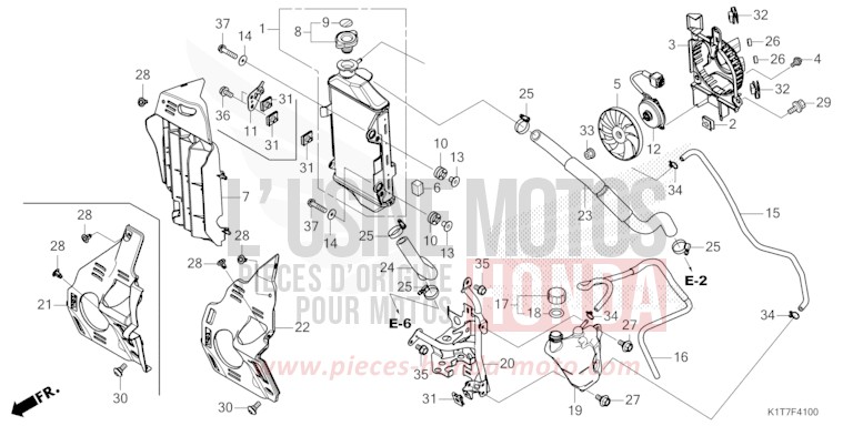 KUEHLER von CRF300LA EXTREME RED (R292) von 2023