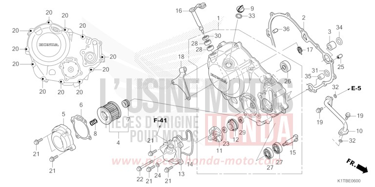 KURBELGEHAEUSEABDECKUNG von CRF300LA EXTREME RED (R292) von 2025