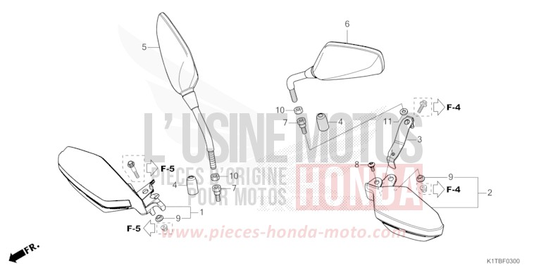 SPIEGEL/KNOECHELSCHUTZ von CRF300LA EXTREME RED (R292) von 2025