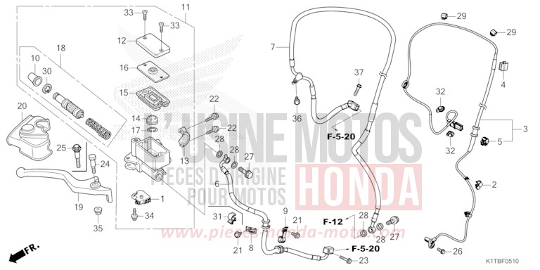 HAUPTBREMSZYLINDER, VORNE (CRF250LA/LRA,300LA/LRA) von CRF300LA EXTREME RED (R292) von 2025