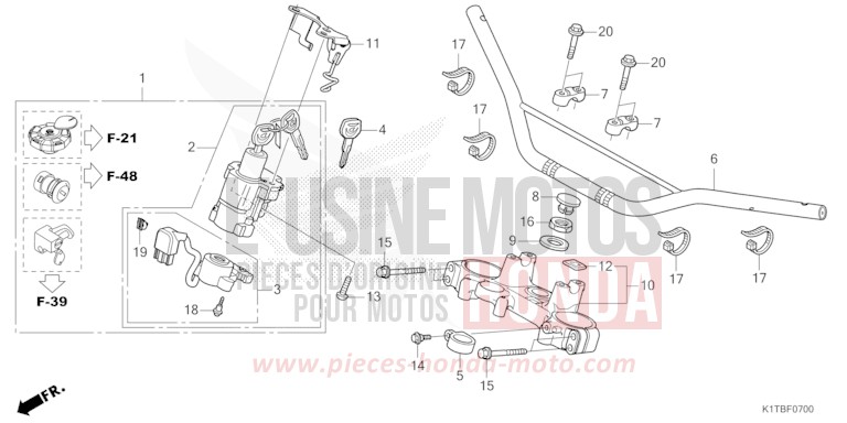 ROHRGRIFF/OBERE BRUECKE (CRF250LA,CRF300L/LA) von CRF300LA EXTREME RED (R292) von 2025