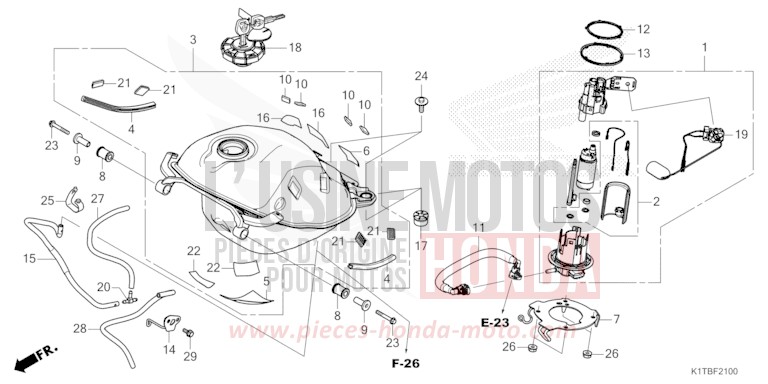 KRAFTSTOFFTANK (CRF250LA,CRF300L/LA) von CRF300LA EXTREME RED (R292) von 2025