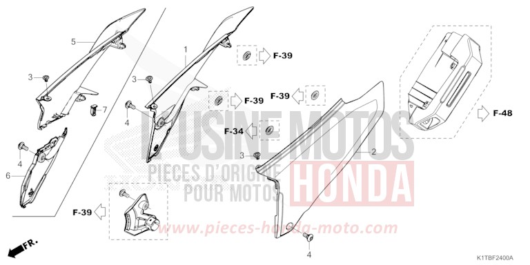 SEITENABDECKUNG von CRF300LA EXTREME RED (R292) von 2025