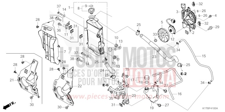 KUEHLER von CRF300LA EXTREME RED (R292) von 2025