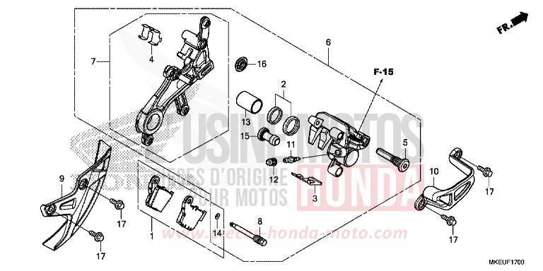 HINTERRAD-BREMSSATTEL von CRF450L EXTREME RED (R292) von 2019