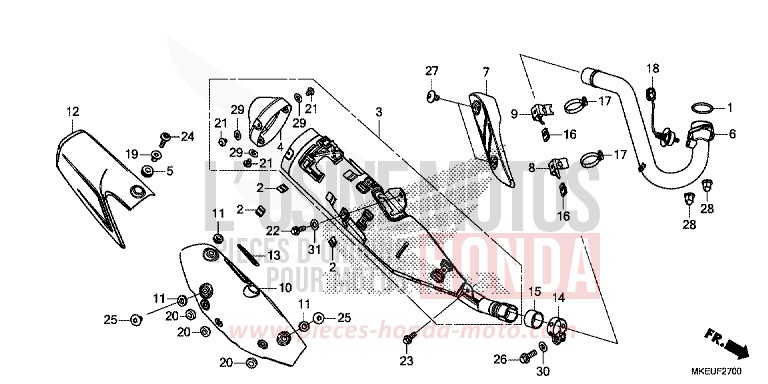 ABGAS-SCHALLDAEMPFER von CRF450L EXTREME RED (R292) von 2019