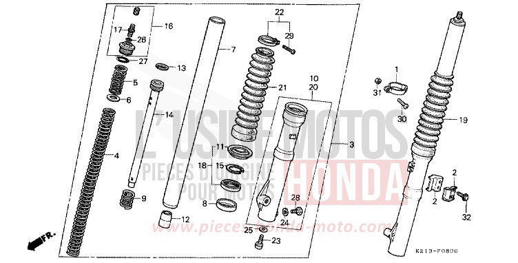 GABEL, VORNE (1) von MTX125R EXCEL BLACK (NH57) von 1983