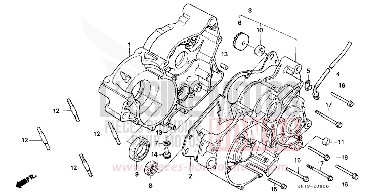 KURBELGEHAEUSE von MTX125R FLASH RED (R119) von 1983