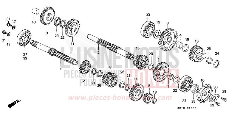 GETRIEBE von MTX125R FLASH RED (R119) von 1983