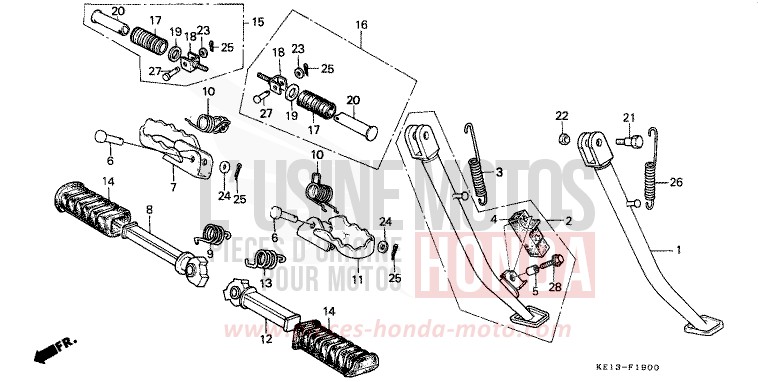 STUFE/STAENDER (1) von MTX125R SHASTA WHITE (NH138) von 1983