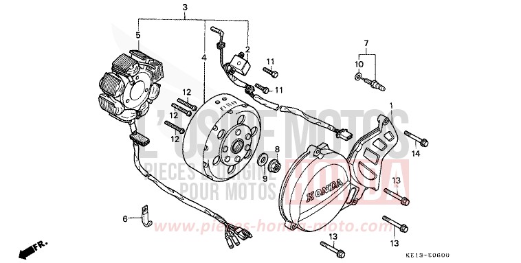 KURBELGEHAEUSEDECKEL, L./ GENERATOR von MTX125R FLASH RED (R119) von 1985