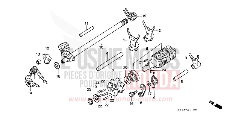 SCHALTTROMMEL/SCHALTGABEL von MTX125R FLASH RED (R119) von 1985