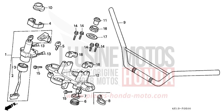 ROHRGRIFF/OBERE BRUECKE von MTX125R FLASH RED (R119) von 1985