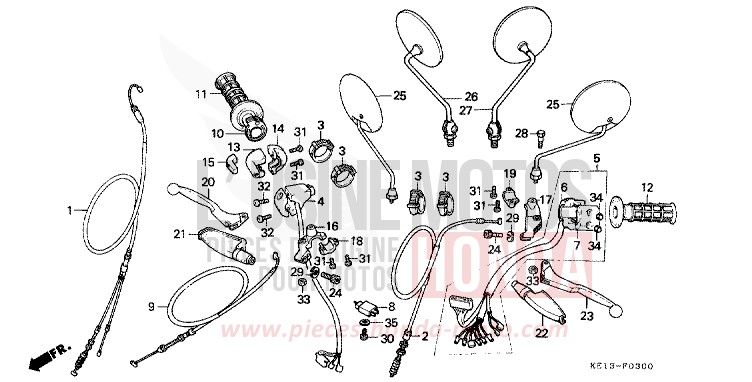 HEBELGRIFF/KABEL/SCHALTER von MTX125R CORTINA WHITE (NH111) von 1987