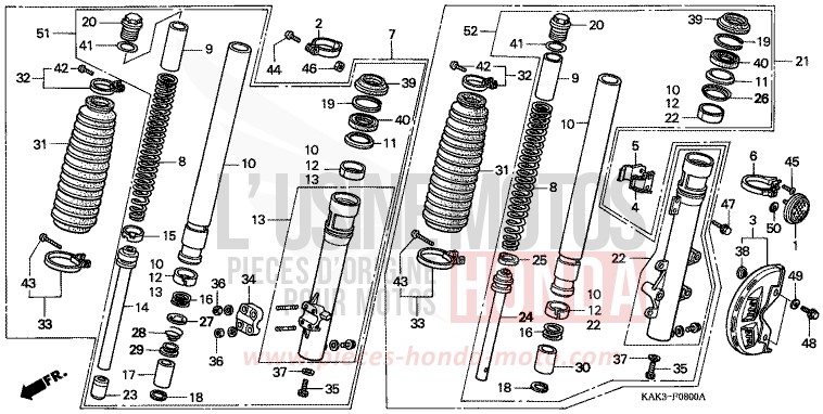 GABEL, VORNE von CRM125R SHASTA WHITE (NH138) von 1993