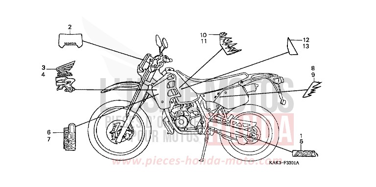 STREIFEN/MARKE (2) von CRM125R SHASTA WHITE (NH138) von 1992