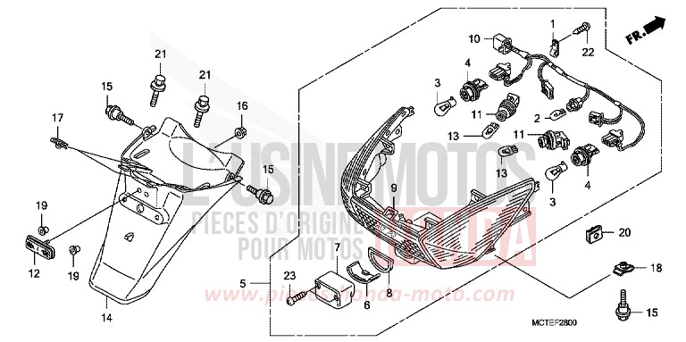HECKLEUCHTE/KOTFLUEGEL, HINTEN von SW-T400 PURE BLACK (NH237) von 2007