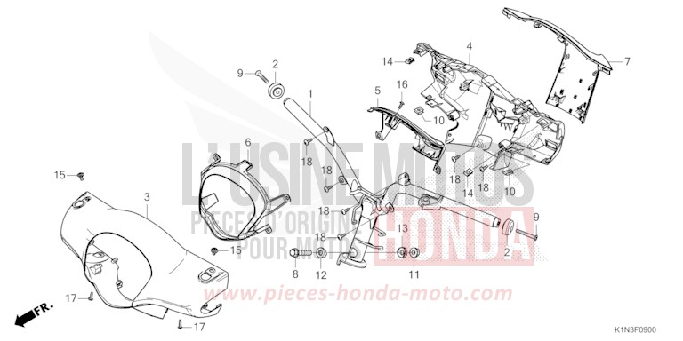 ROHRGRIFF/GRIFFABDECKUNG von FSH125 MAT TECHNO SILVER METALLIC (NHB18) von 2021