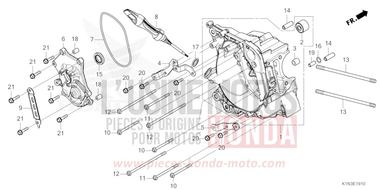 RECHTE KURBEL-GEHAEUSEHAELFTE von FSH125 MAT TECHNO SILVER METALLIC (NHB18) von 2021