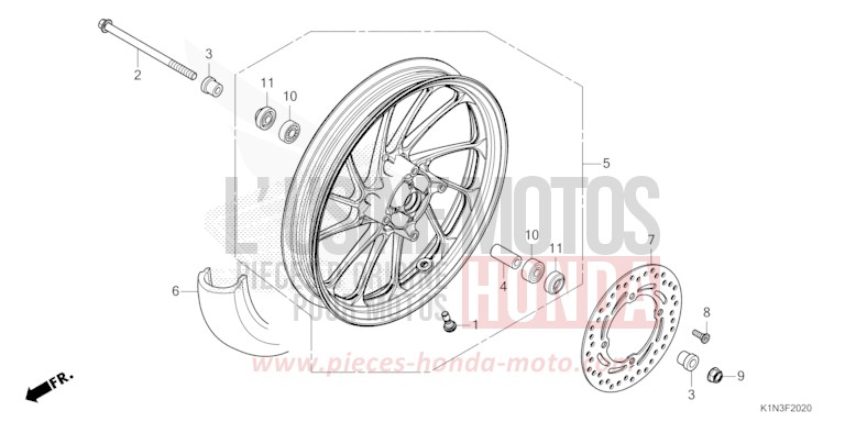 VORDERRAD von FSH125 MAT TECHNO SILVER METALLIC (NHB18) von 2021