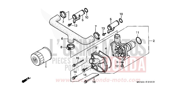 OELFILTER/WASSERPUMPE von Goldwing CANDY SPECTRA RED (R176) von 1992