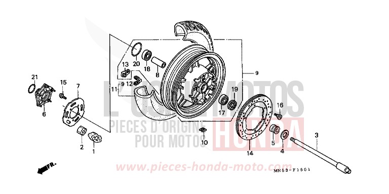 HINTERRAD (GL1500L/AM/SEM/AN/SEN) von Goldwing CANDY SPECTRA RED (R176) von 1992
