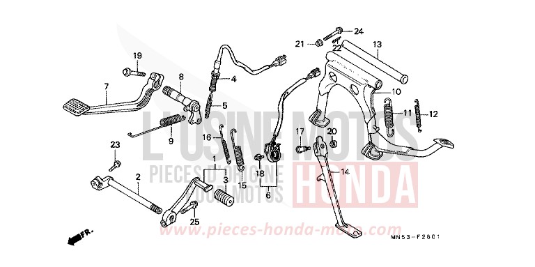 PEDAL/STAENDER (GL1500AN/SEN) von Goldwing CANDY SPECTRA RED (R176) von 1992