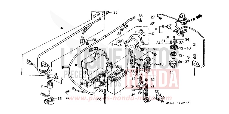 BATTERIE (GL1500L/AM/SEM/AN/SEN) von Goldwing CANDY SPECTRA RED (R176) von 1992