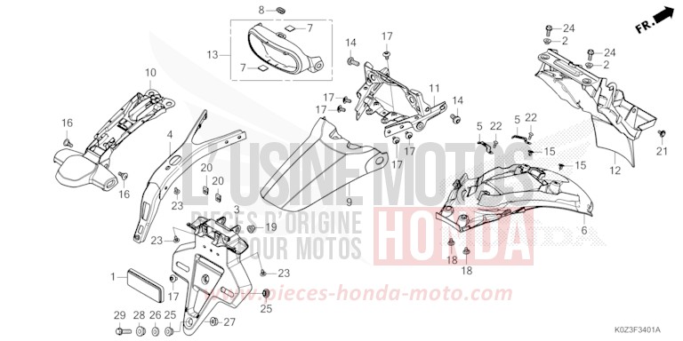 KOTFLUEGEL, HINTEN (CB350RS/GB350S) von GB350S GUNMETAL BLACK METALLIC (NHC52) von 2025