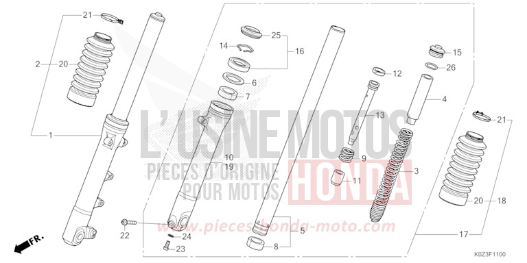 GABEL, VORNE von GB350S PEARL DEEP MUD GRAY (NHC47) von 2025