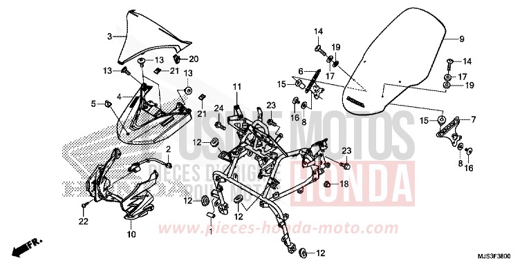WINDSCHUTZSCHEIBE/FRONTGARNITUR von NC750J MAT BALLISTIC BLACK METALLIC (NHA86) von 2015