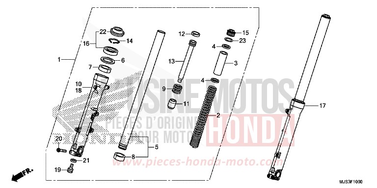 FOURCHETTE AVANT von NC750J MAT BALLISTIC BLACK METALLIC (NHA86B) von 2017